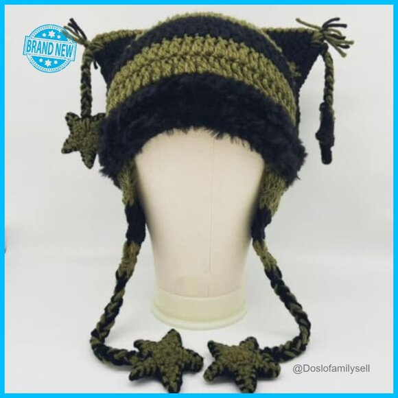 Y2K Cat Ear Beanie Goth Grunge Crochet Knit Hat Women\'s Winter Accessory main image 5
